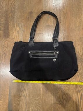 Tumi leather trimmer black nylon bag